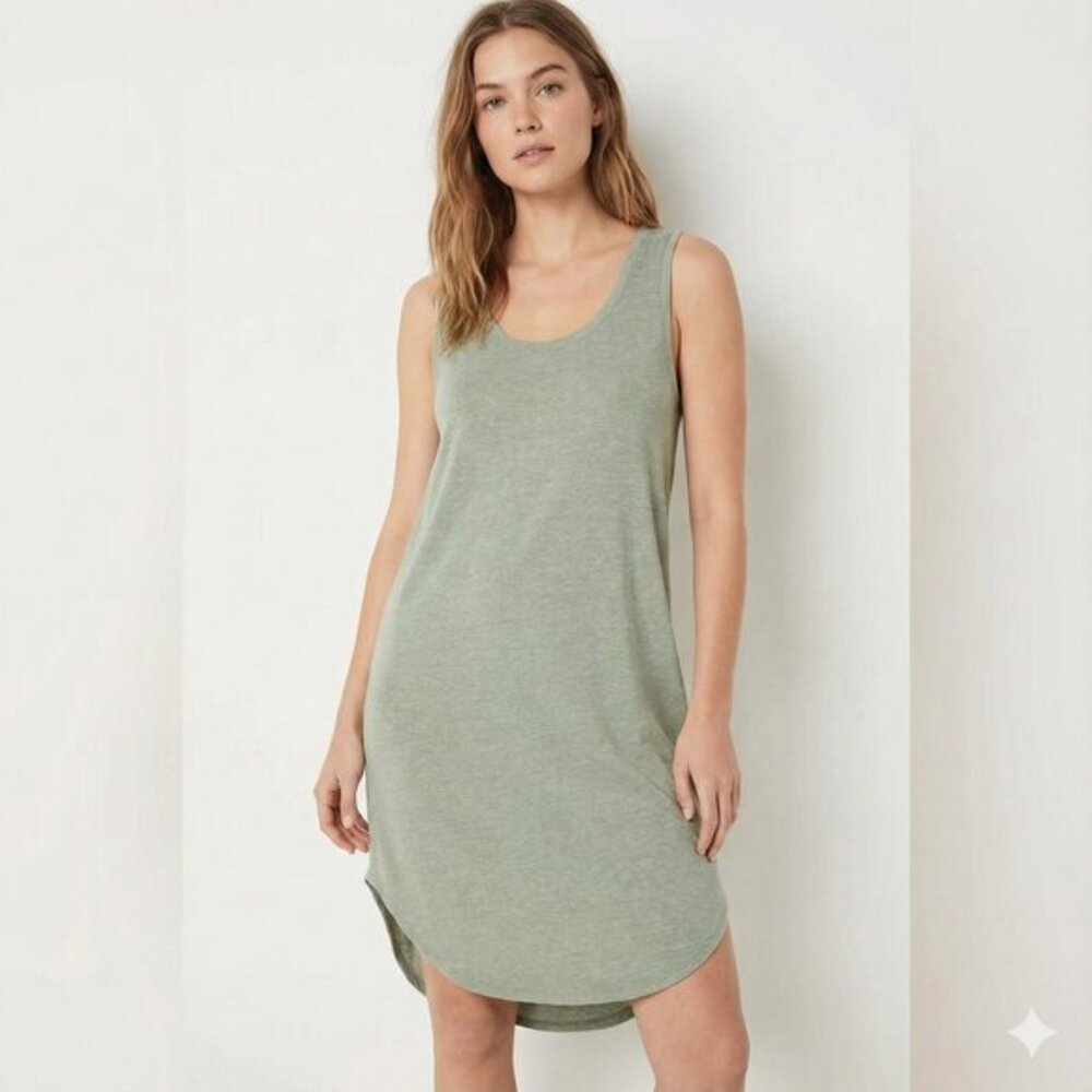 AERIE Midi Tank Dress Linen blend small Sage Green casual summer boho loungewear